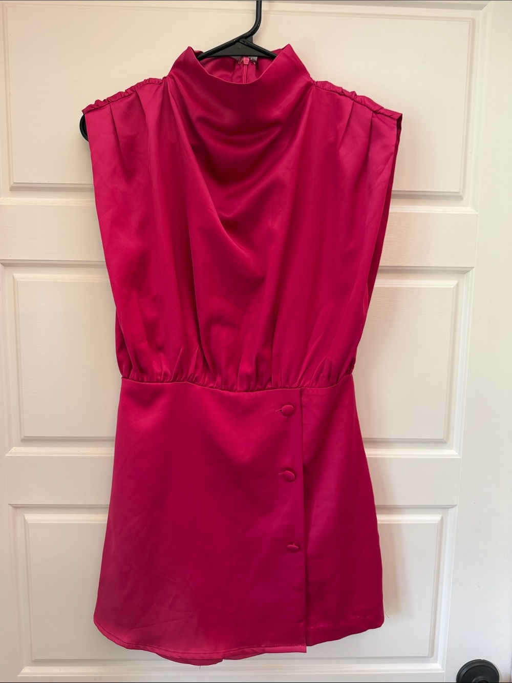 Karlie Women’s High-Neck Fuchsia Satin Skort Dress
